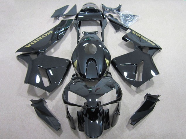 2005-2006 Glossy Black Gold Decal Honda CBR600RR Motorcycle Fairings UK