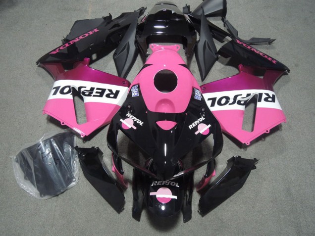 2005-2006 Glossy Black Pink Repsol Honda CBR600RR Motorcycle Fairings UK