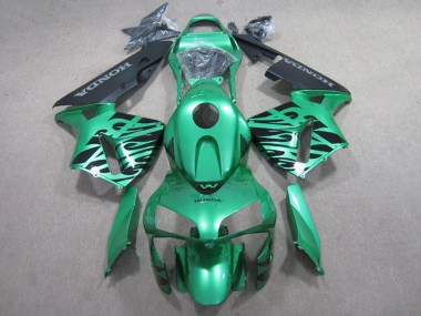 Buy 2007-2008 Green Glossy Black Flame Honda CBR600RR Motorcycle Fairings UK