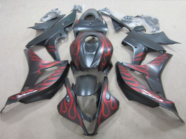 Buy 2007-2008 Matte Black Red Flame Honda CBR600RR Motorcycle Fairings UK