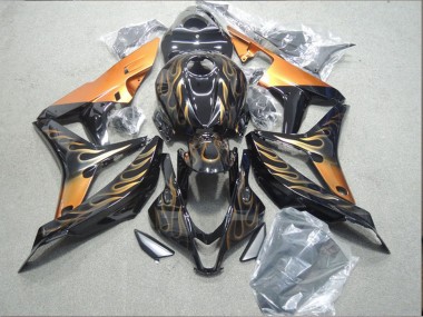 Buy 2007-2008 Glossy Black Orange Flame Honda CBR600RR Motorcycle Fairing UK
