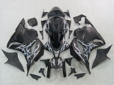 Buy 2007-2008 Matte Black Silver Flame Honda CBR600RR Motorcycle Fairings UK