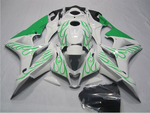 2007-2008 White Green Flame Honda CBR600RR Motorcycle Fairings UK
