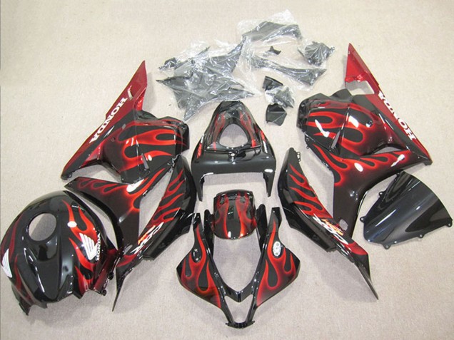 2009-2012 Glossy Black Red Flame Honda CBR600RR Motorcycle Fairing UK