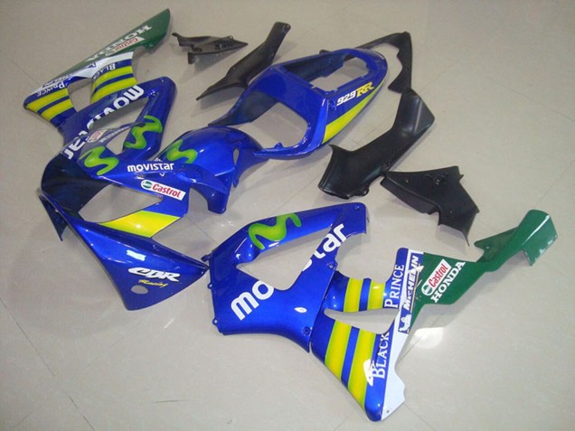 2000-2001 Blue Yellow Green MoviStar Castrol Honda CBR900RR 929 Motorcycle Fairings UK