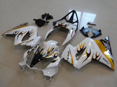 Buy 2002-2013 White Gold Flame Honda VFR 800 Motorcycle Fairing UK