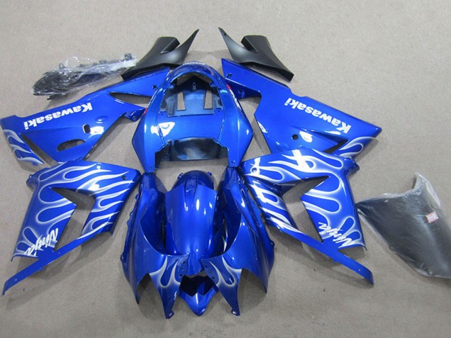 2004-2005 Blue White Flame Kawasaki ZX10R Motorcycle Fairing UK