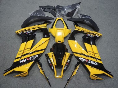 Buy 2011-2015 Yellow Glossy Black Delt Fin Kawasaki ZX10R Motorcycle Fairings UK