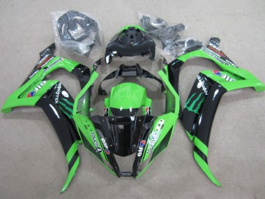 Buy 2011-2015 Green Glossy Black Green Elf Touch4 Monster Kawasaki ZX10R Motorcycle Fairings UK