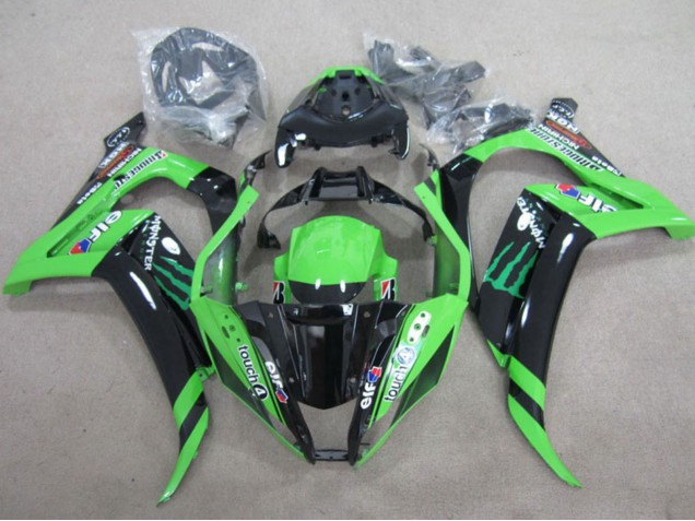 2011-2015 Green Glossy Black Green Elf Touch4 Monster Kawasaki ZX10R Motorcycle Fairings UK