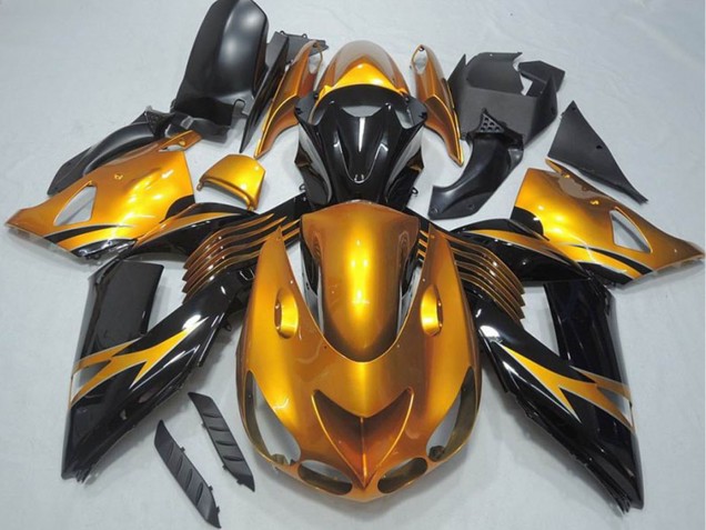 2006-2011 Gold Glossy Black Kawasaki ZX14R ZZR1400 Motorcycle Fairing UK