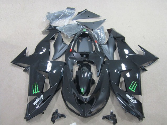 2007-2008 Black Ninja Green Monster Kawasaki ZX6R Motorcycle Fairings UK