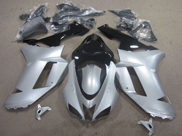2007-2008 Silver Black Kawasaki ZX6R Motorcycle Fairings UK