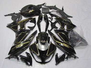 Buy 2009-2012 Glossy Black Silver Gold Kawasaki ZX6R Motorcycle Fairings UK