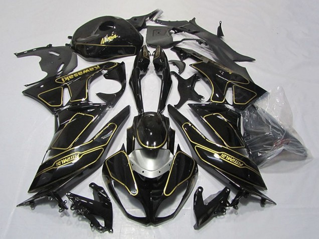 2009-2012 Glossy Black Silver Gold Kawasaki ZX6R Motorcycle Fairings UK