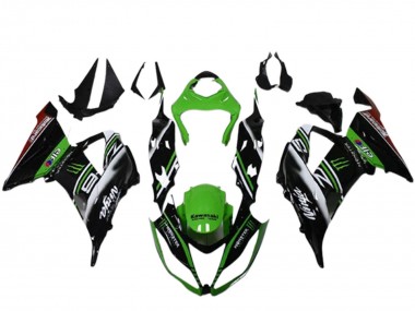 Buy 2013-2018 Green Black White Elf Monster Kawasaki ZX6R Motorcycle Fairings UK