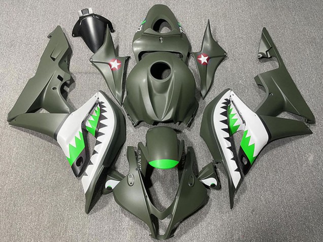 2007-2008 Army Green White Green Shark Honda CBR600RR Motorcycle Fairings UK