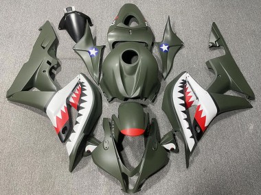 Buy 2007-2008 Army Green White Red Shark Honda CBR600RR Motorcycle Fairings UK