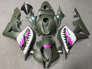 Buy 2007-2008 Army Green White Pink Shark Honda CBR600RR Motorcycle Fairings UK