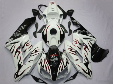 Buy 2004-2005 White Glossy Black Red Flame Honda CBR1000RR Motorcycle Fairings UK