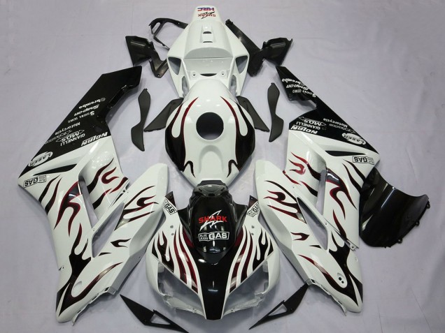 2004-2005 White Glossy Black Red Flame Honda CBR1000RR Motorcycle Fairings UK