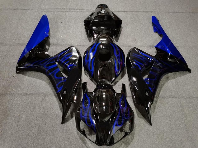 2006-2007 Glossy Black Blue Flame Honda CBR1000RR Motorcycle Fairing UK