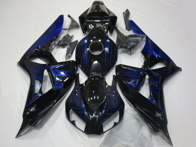2006-2007 Glossy Black Blue Flame Honda CBR1000RR Motorcycle Fairings UK