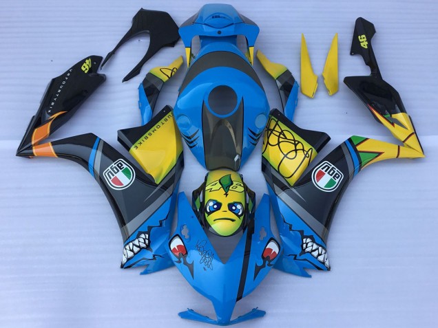 2012-2016 Blue Yellow Glossy Black Shark Teeth Honda CBR1000RR Motorcycle Fairings UK