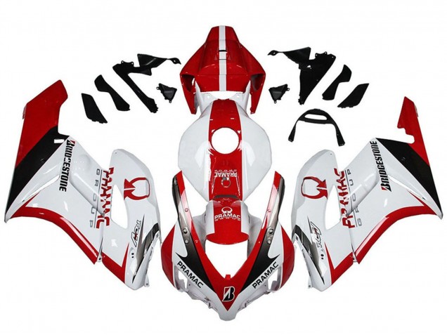 2004-2005 White Red Glossy Back Pramac Bridgestone Honda CBR1000RR Motorcycle Fairings UK