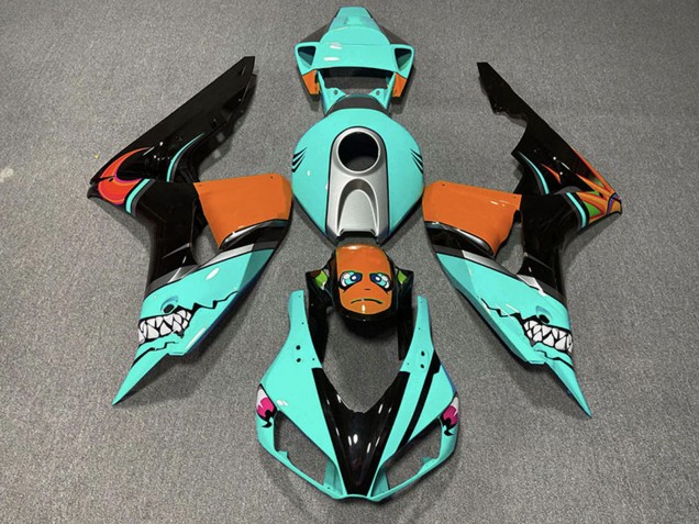 2006-2007 Cyan Blue Orange Glossy Black Shark Honda CBR1000RR Motorcycle Fairings UK