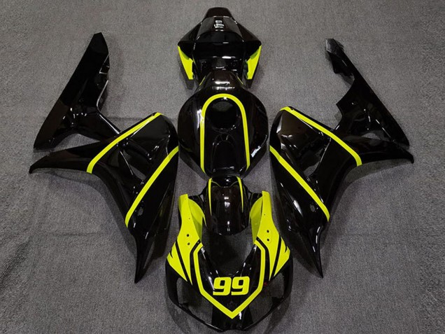 2006-2007 Glossy Black High Viz Yellow 99 Honda CBR1000RR Motorcycle Fairing UK