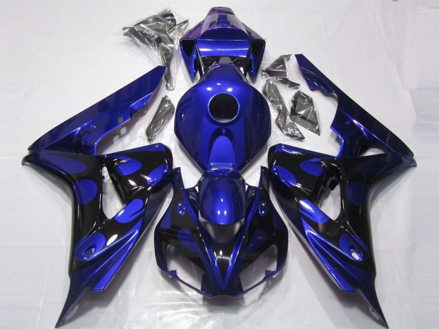 2006-2007 Blue Glossy Black Flame Honda CBR1000RR Motorcycle Fairings UK