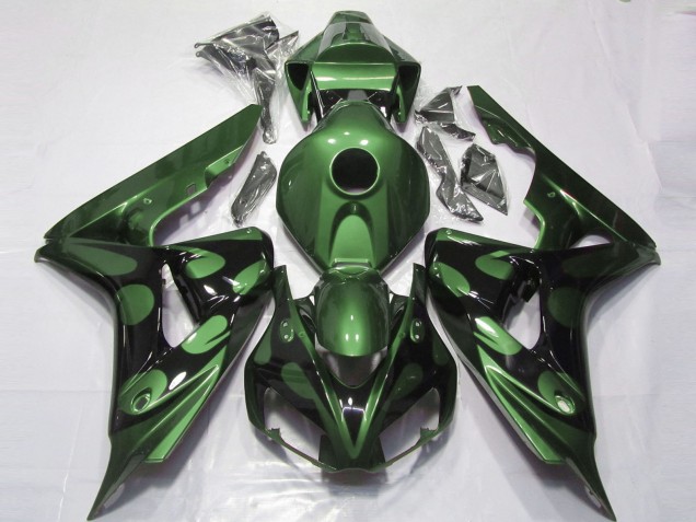 2006-2007 Green Glossy Black Flame Honda CBR1000RR Motorcycle Fairings UK