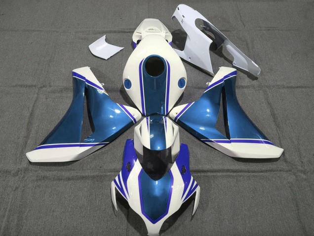2008-2011 White Glossy Pearl Blue Honda CBR1000RR Motorcycle Fairings UK