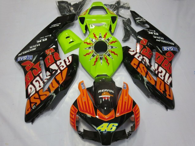 2004-2005 Lime Green Orange Glossy Black Rossi 46 Honda CBR1000RR Motorcycle Fairings UK