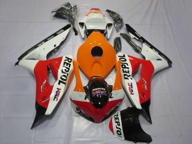 Buy 2006-2007 Orange White Red Glossy Black Repsol HRC Honda CBR1000RR Motorcycle Fairings UK
