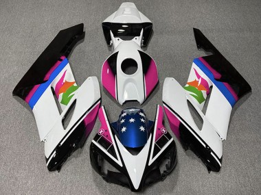 Buy 2004-2005 White Pink Blue Glossy Black Star Honda CBR1000RR Motorcycle Fairings UK