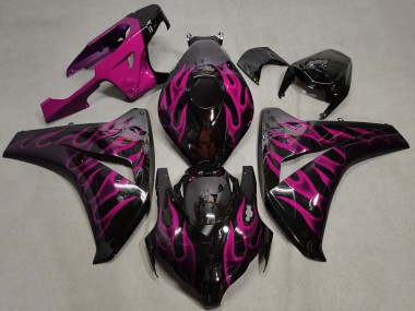 Buy 2008-2011 Glossy Black Pink Flame Honda CBR1000RR Motorcycle Fairings UK
