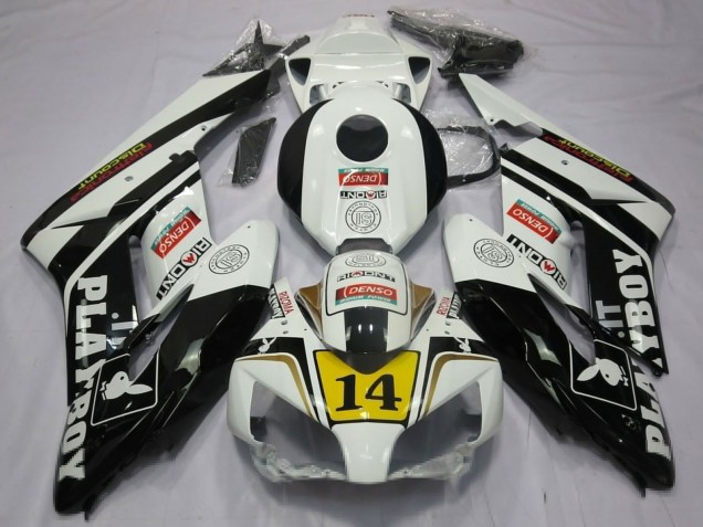 2004-2005 White Glossy Black Yellow Playboy 14 Honda CBR1000RR Motorcycle Fairings UK
