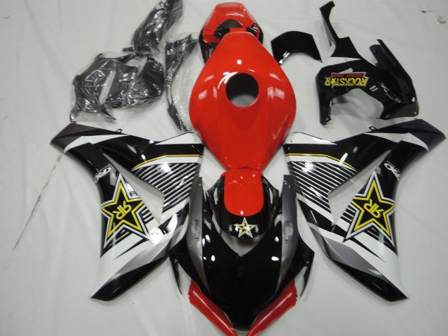2008-2011 White Red Glossy Black RockStar Style Honda CBR1000RR Motorcycle Fairings UK