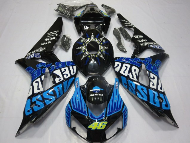 2006-2007 Glossy Black Blue Rossi 46 Honda CBR1000RR Motorcycle Fairings UK