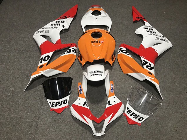 2007-2008 Orange White Red Glossy Black Repsol Style Honda CBR600RR Motorcycle Fairing UK