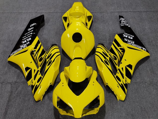2004-2005 Yellow Glossy Black Flame Honda CBR1000RR Motorcycle Fairings UK
