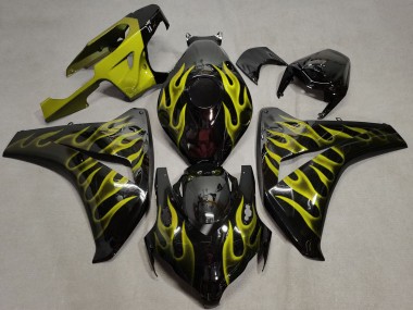 Buy 2008-2011 Glossy Black Gold Flame Honda CBR1000RR Motorcycle Fairings UK