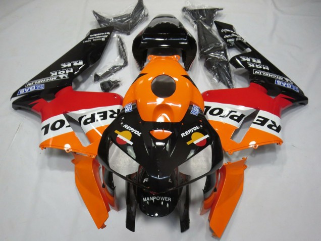 2005-2006 Orange Red White Black Bottom Repsol Honda CBR600RR Motorcycle Fairings UK