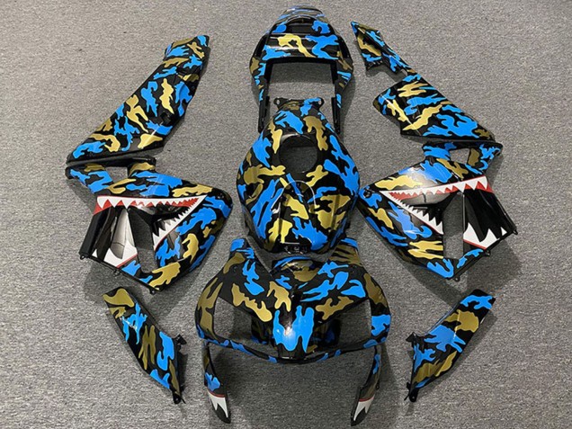 2003-2004 Blue Gold Camouflage Shark Honda CBR600RR Motorcycle Fairings UK