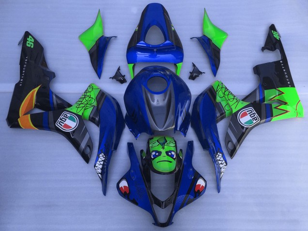 2007-2008 Blue Green Glossy Black Shark Honda CBR600RR Motorcycle Fairings UK