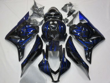 Buy 2009-2012 Glossy Black Blue Flame Honda CBR600RR Motorcycle Fairings UK