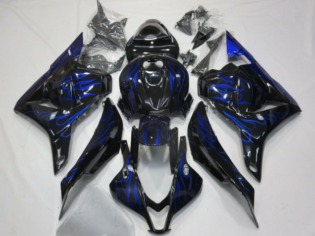 2009-2012 Glossy Black Blue Flame Honda CBR600RR Motorcycle Fairings UK