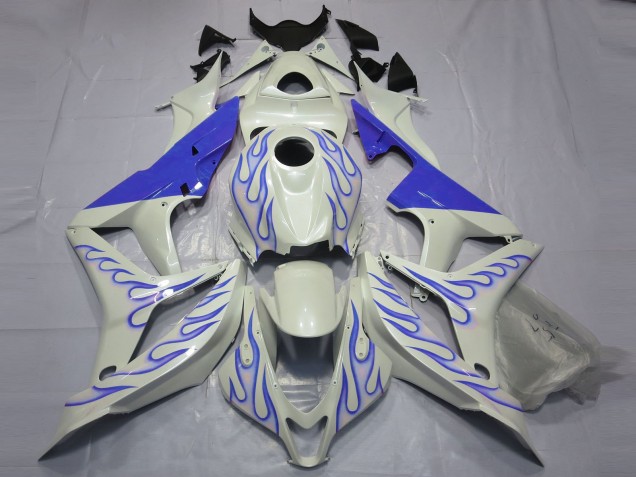 2007-2008 White Blue Flame Honda CBR600RR Motorcycle Fairings UK